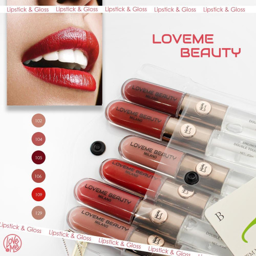 ستة الوان أحمر شفاة دبل تاتش مع ملمع شفاة من لافمي بيوتي