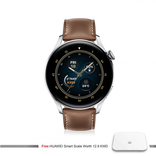 ساعة هواوي جي تي 3 46 ملم ذكية+ هدية مجانية ميزان جسم - اللون بني  ساعة هواوي جي تي 3 46 ملم ذكية+ هدية مجانية ميزان جسم - اللون بني