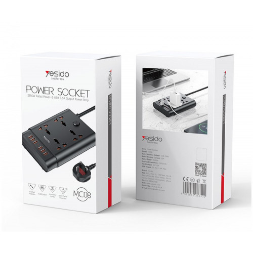 POWER SOCKET - توصيلة ب 6 مخارج شحن من yesido-MC08