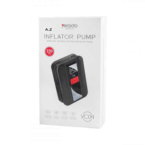 منفاخ هواء للسيارات والدراجات النارية 150 واط YESIDO VC04 قوة 4000 ملي أمبير منفاخ هواء للسيارات والدراجات النارية 150 واط YESIDO VC04 قوة 4000 ملي أمبير