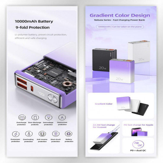 شاحن متنقل رقمي USAMS 10000mAh شاحن متنقل رقمي USAMS 10000mAh