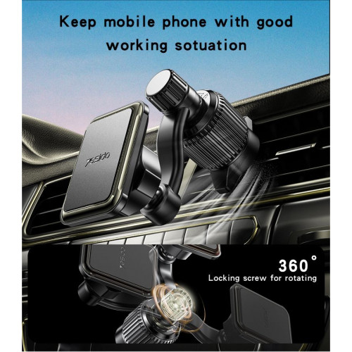 حامل هاتف مغناطيسي C244 بزاوية دوارة حرة 360 درجة، 6 قطع من مغناطيس N42، منفذ تهوية متطور