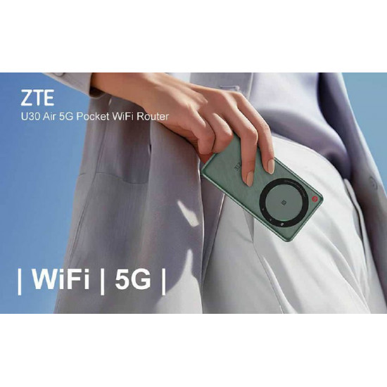 راوتر واي فاي محمول ZTE 5G آير U30 نقل بيانات 500 ميجابايت في الثانية ( أبيض )