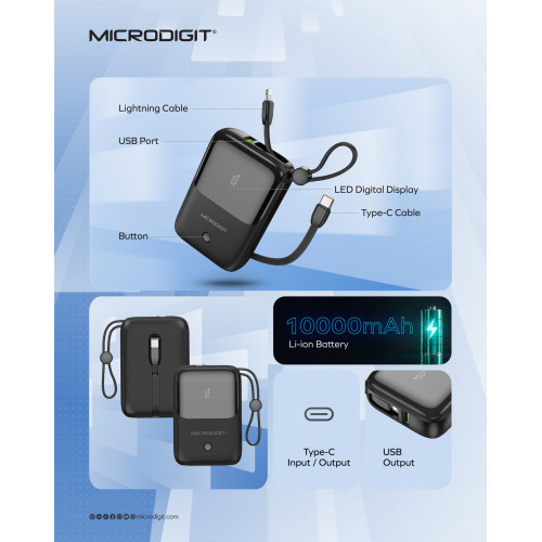 مايكروديجيت® MC600P هو بنك طاقة بسعة 10000 مللي أمبير/ساعة مايكروديجيت® MC600P هو بنك طاقة بسعة 10000 مللي أمبير/ساعة