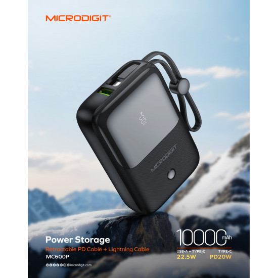 مايكروديجيت® MC600P هو بنك طاقة بسعة 10000 مللي أمبير/ساعة مايكروديجيت® MC600P هو بنك طاقة بسعة 10000 مللي أمبير/ساعة