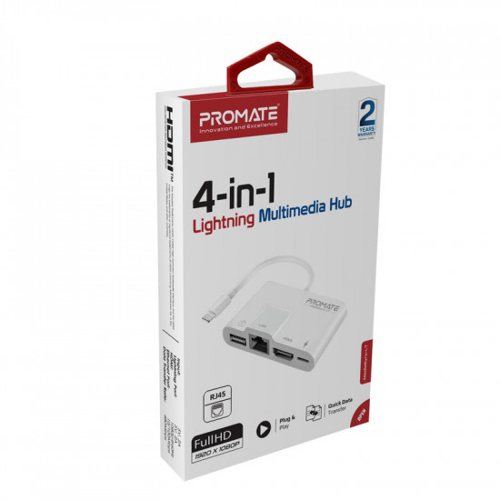 موزع وسائط متعددة 4 في 1 مع موصل Lightning موزع وسائط متعددة 4 في 1 مع موصل Lightning