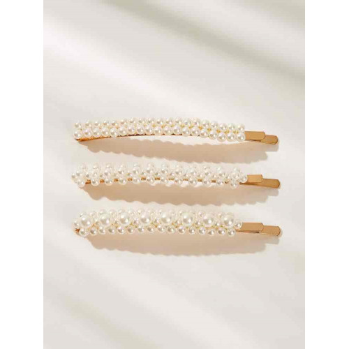 بنسه لتزيين  الشعر مزخرف باللؤلؤ الصناعي 3 قطع