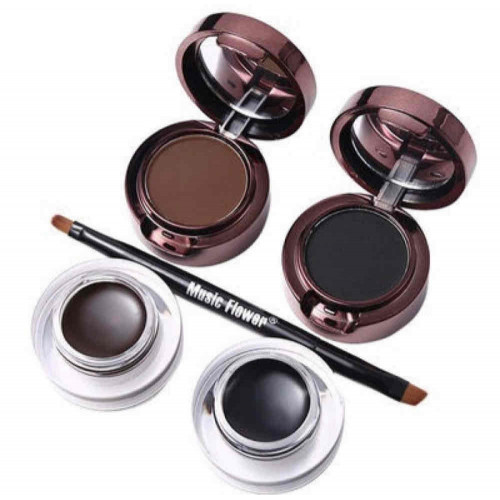 مجموعه للعيون و الحواجب جل و باودر بني اسود و ريشه بطرفين - من ريل بيوتي