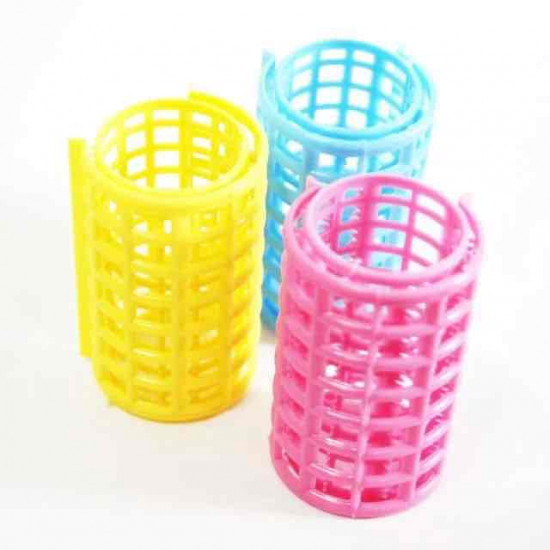 اداة لفافات شعر بلاستيك - لون ازرق 3 قطع