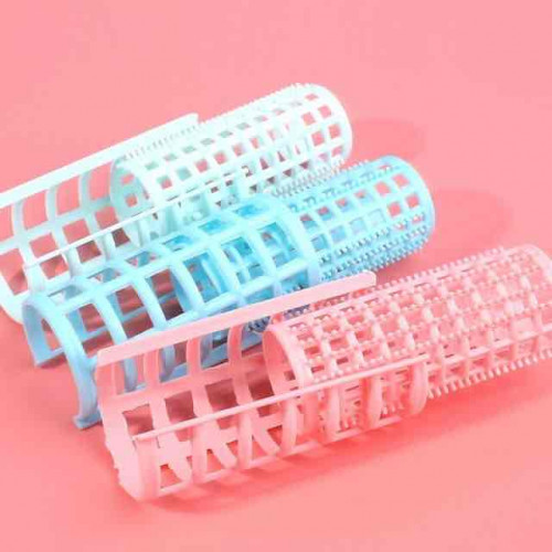 اداة لفافات شعر بلاستيك - لون ازرق 3 قطع