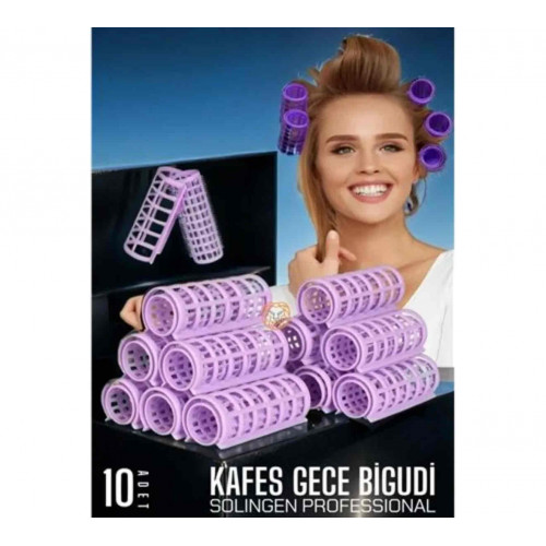 اداة لفافات شعر بلاستيك - لون موف 5 قطع