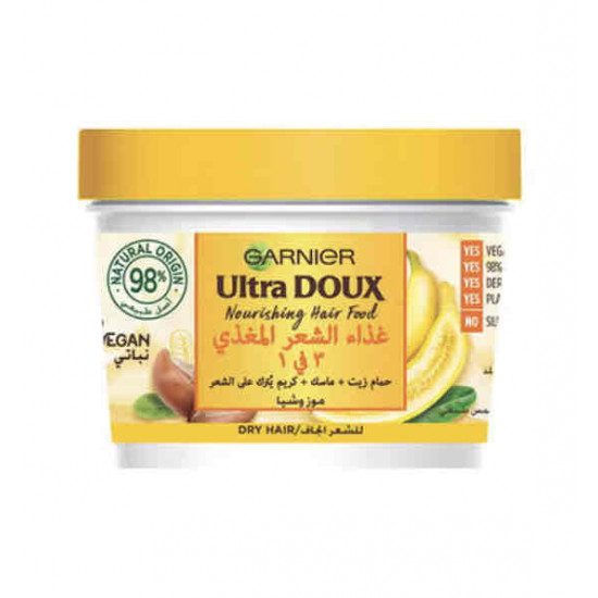 كريم + ماسك + حمام زيت - الترا دو غذاء الشعر المغذي 3 في 1 بالموز وشيا - من قارنيه  390 مل