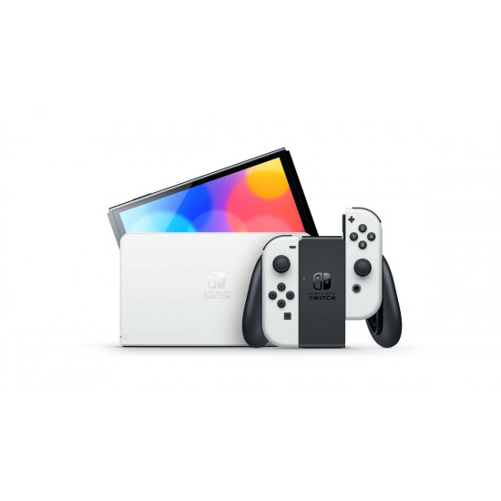 جهاز - نينتندو سويتش OLED أبيض + لعبة + شنطة نسخة زيلدا + إستيكر حماية جهاز - نينتندو سويتش OLED أبيض + لعبة + شنطة نسخة زيلدا + إستيكر حماية