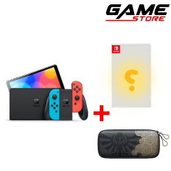 جهاز - نينتندو سويتش OLED أسود+ لعبة + شنطة نسخة زيلدا + إستيكر حماية