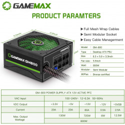 مزود طاقه : PSU GAMEMAX 800W