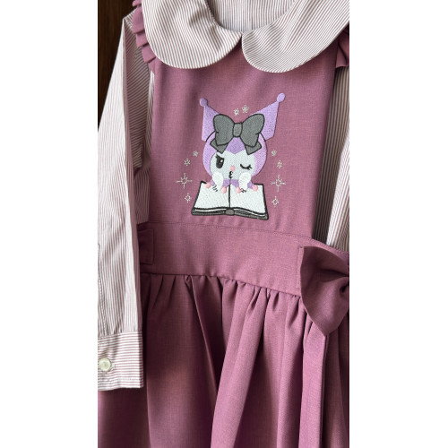 مريول مدرسي بنفسجي بشخصية كرومي مع قميص مقلم 144718