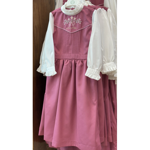 مريول مدرسي وردي مطرز متصل 144730