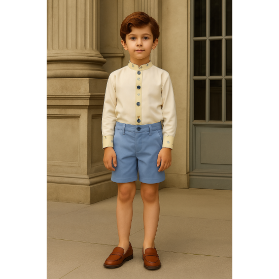  بدلة ولادي قميص بأكمام طويلة وشورت سماوي 240433