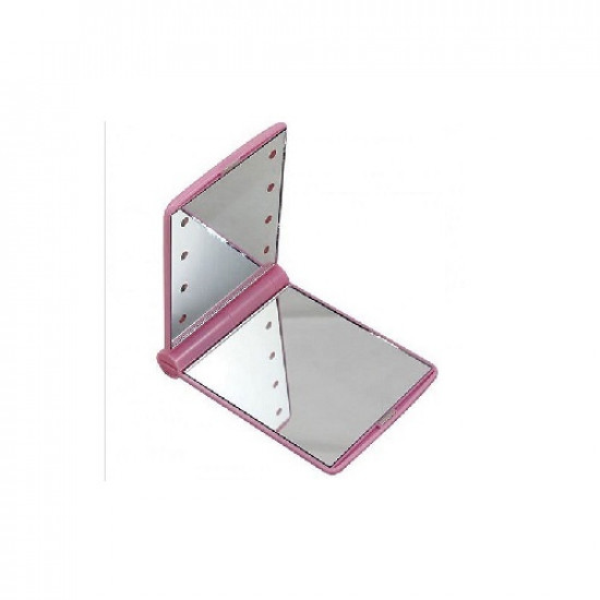 مرآة بلون وردي مزودة بـ 8 لمبات LED مضيئة سهلة الطي مرآة بلون وردي مزودة بـ 8 لمبات LED مضيئة سهلة الطي