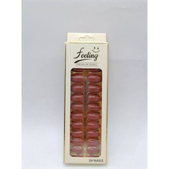 اظافر صناعية بلاصق ذاتي 24 ظفر ،أحمر فاتح لامع