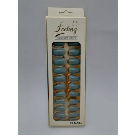 اظافر صناعية بلاصق ذاتي 24 ظفر ،رمادي مخضر غامق لامع