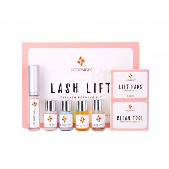 ايكونساين-مجموعة تجعيد الرموش لاش ليفت شفاف/ أزرق/ أصفر