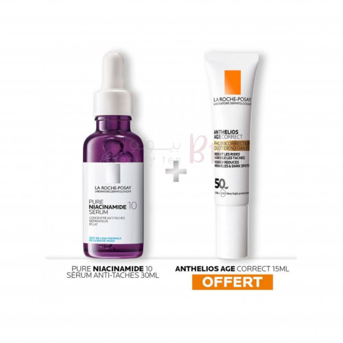 سيروم  نياسيناميد 10 النقي المركز 30 مل + أنثيليوس إيج كوريكت بعامل حماية 50-15 مل مجانًا من لاروش بوزيه سيروم  نياسيناميد 10 النقي المركز 30 مل + أنثيليوس إيج كوريكت بعامل حماية 50-15 مل مجانًا من لاروش بوزيه