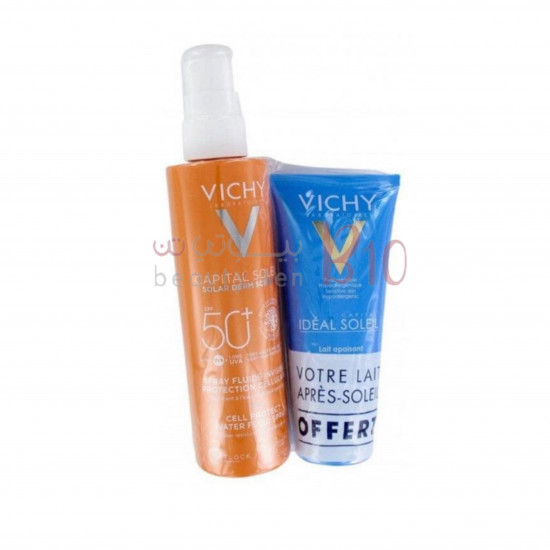 بخاخ واقي شمس بعامل حماية+50 -200مل +حليب مهدئ لما بعد التعرض للشمس- 100مل مجانا من فيشي بخاخ واقي شمس بعامل حماية+50 -200مل +حليب مهدئ لما بعد التعرض للشمس- 100مل مجانا من فيشي
