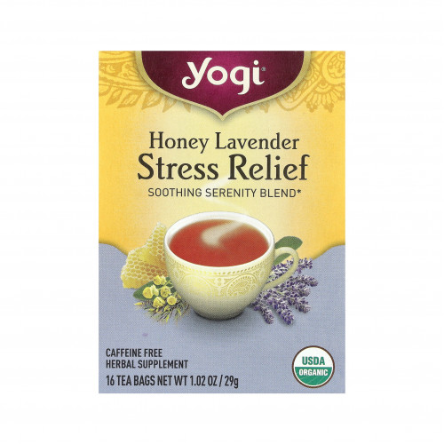 شاي تخفيف الإجهاد، عسل الخزامى، خالٍ من الكافيين، 16 كيس شاي (29 جم) شاي تخفيف الإجهاد، عسل الخزامى، خالٍ من الكافيين، 16 كيس شاي (29 جم)