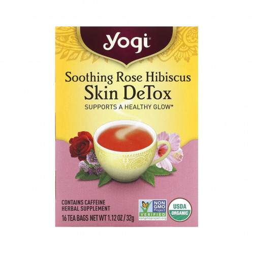 شاي مزيل السموم من البشرة، بزهرة الكركديه الملطفة، 16 كيس شا (32 جم) شاي مزيل السموم من البشرة، بزهرة الكركديه الملطفة، 16 كيس شا (32 جم)