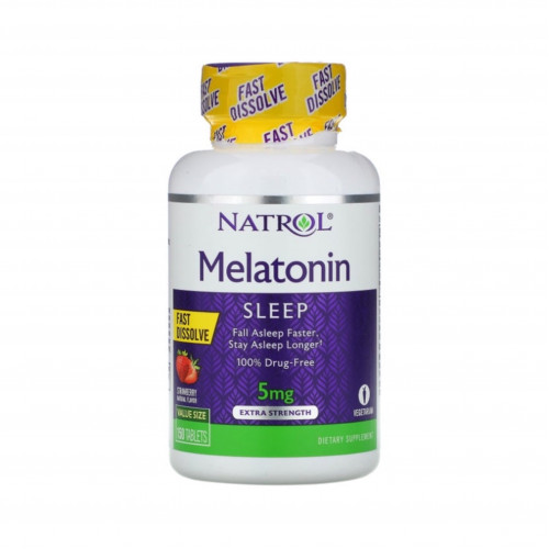 اقراص الميلاتونين سريعة الذوبان القوى الاضافية  بنكهة الفراولة 150 قرص 5جم اقراص الميلاتونين سريعة الذوبان القوى الاضافية  بنكهة الفراولة 150 قرص 5جم