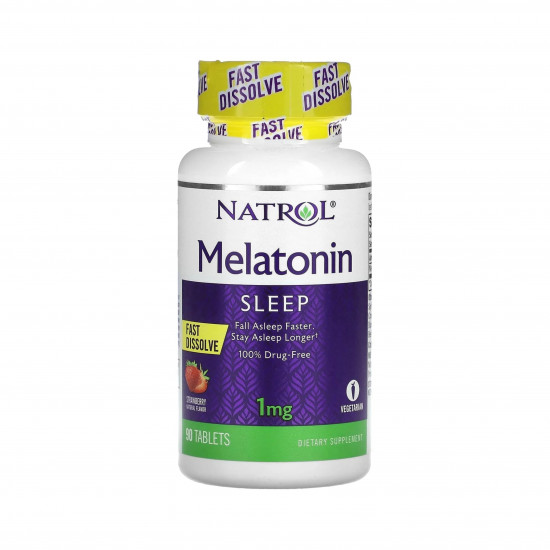 ميلاتونين 1ملغ،90 قرص بطعم الفراولة من ناترول ميلاتونين 1ملغ،90 قرص بطعم الفراولة من ناترول