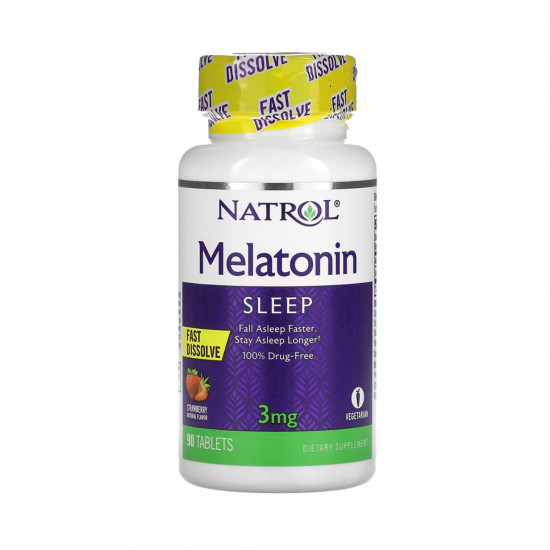 ميلاتونين 3 ملغ،90 قرص بطعم الفراولة من ناترول ميلاتونين 3 ملغ،90 قرص بطعم الفراولة من ناترول