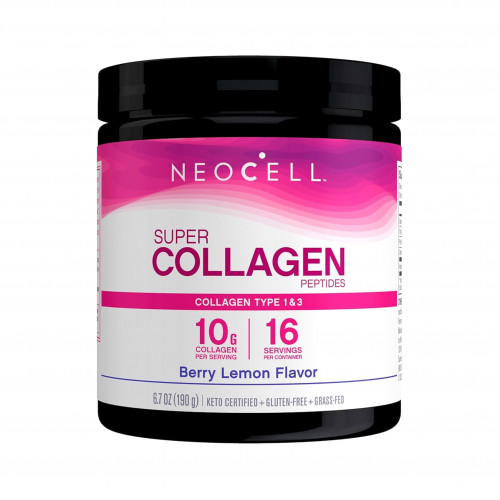 نيو سيل مسحوق الكولاجين الفائق - 6600 ملغ كولاجين من النوع 1 و3 - ليمون التوت 190جم نيو سيل مسحوق الكولاجين الفائق - 6600 ملغ كولاجين من النوع 1 و3 - ليمون التوت 190جم