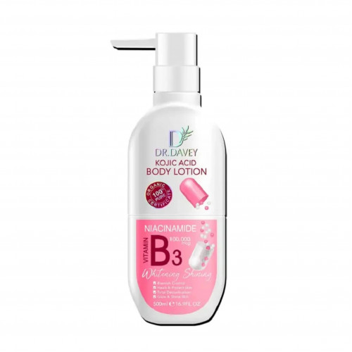 لوشن بفيتامين B3 وحمض كوجيك للجسم من دكتور ديفي 500مل لوشن بفيتامين B3 وحمض كوجيك للجسم من دكتور ديفي 500مل