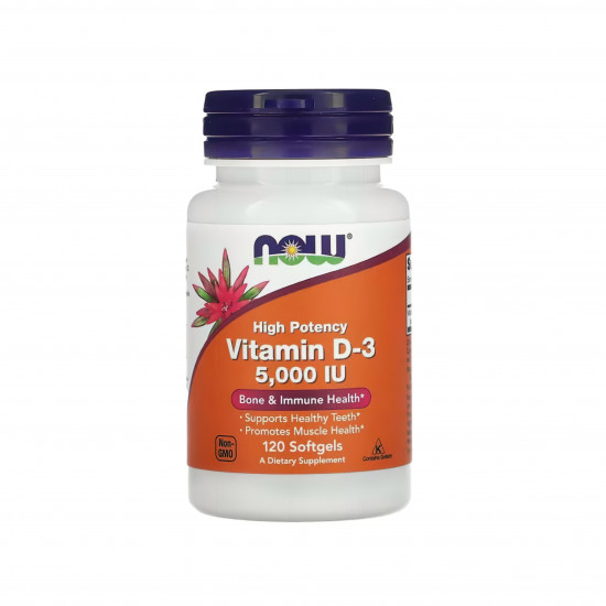 فيتامين د-3، 5,000 وحدة دولية، 120 كبسولة هلامية من ناو فيتامين د-3، 5,000 وحدة دولية، 120 كبسولة هلامية من ناو
