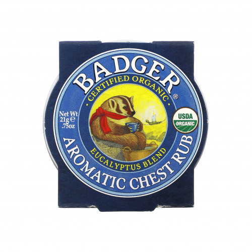 دهون عضوي عطري للصدر، أوكاليبتوس (كافور) ونعناع من بادجر كومباني 21جم دهون عضوي عطري للصدر، أوكاليبتوس (كافور) ونعناع من بادجر كومباني 21جم