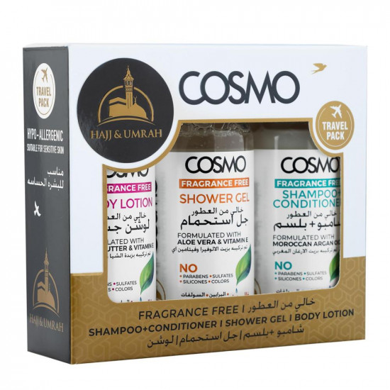 طقم الحج والعمرة خالي من العطور من كوزمو 300 مل طقم الحج والعمرة خالي من العطور من كوزمو 300 مل