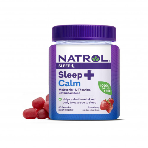 الهدوء + النوم قطع حلوى الميلاتونين بالفراولة من ناترول 60 قطعة 