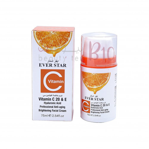كريم للوجه بفيتامين سي -شفاف من ايفر ستار-75مل كريم للوجه بفيتامين سي -شفاف من ايفر ستار-75مل