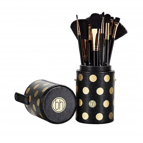 مجموعة فرش مكياج أسود منقط من بي اتش - 11 فرشاة مجموعة فرش مكياج أسود منقط من بي اتش - 11 فرشاة