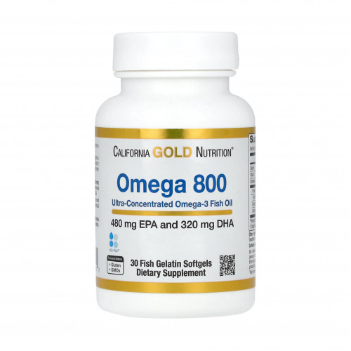 أوميجا 800 زيت السمك أوميجا 3 فائق التركيز، شكل ثلاثي الجليسريد kd-pur، 1000 مجم، 30 كبسولة هلامية جيلاتينية سمكية