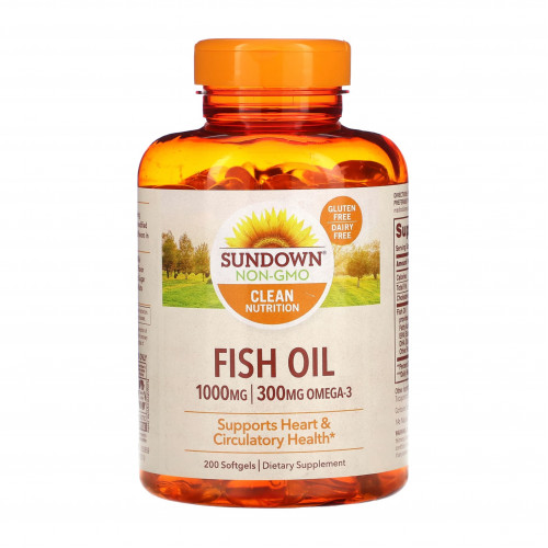 صن داون زيت السمك ، 1،000 ملجم ، 200 كبسولة هلامية صن داون زيت السمك ، 1،000 ملجم ، 200 كبسولة هلامية