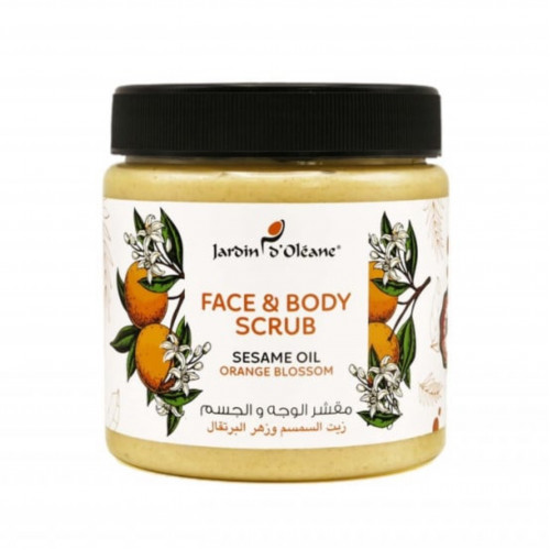 مقشر للوجه والجسم بزيت السمسم وزهر البرتقال من جاردن اوليان - 500 مل