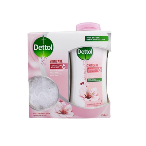 غسول الجسم ديتول للعناية بالبشرة مع ليفة استحمام - 250 مل غسول الجسم ديتول للعناية بالبشرة مع ليفة استحمام - 250 مل