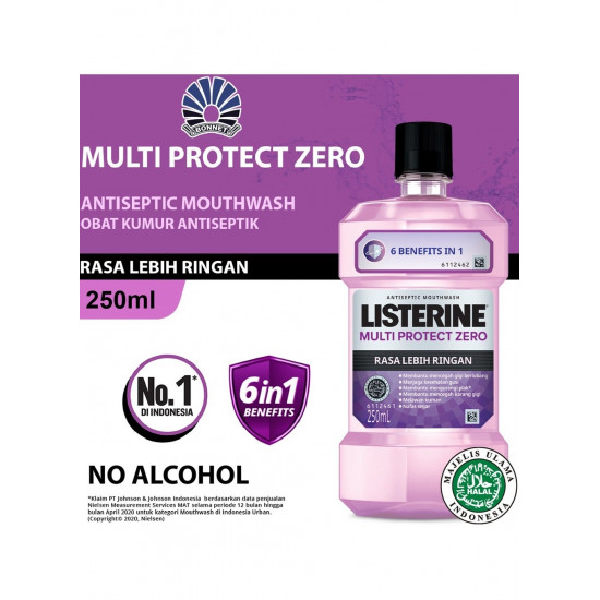 غسول الفم ليسترين ملتي بروتيكت زيرو - 250 مل غسول الفم ليسترين ملتي بروتيكت زيرو - 250 مل