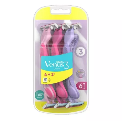 شفرات جيليت فينوس 3 للنساء للاستخدام مرة واحدة، 6 قطع