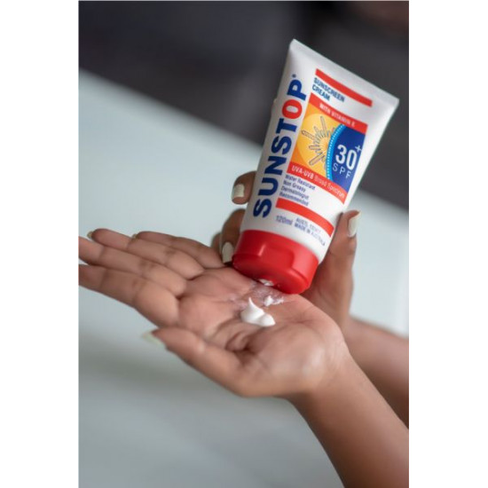 كريم واقي شمس بعامل حماية 30 SPF بفيتامين إي من صن ستوب - 120 مل كريم واقي شمس بعامل حماية 30 SPF بفيتامين إي من صن ستوب - 120 مل