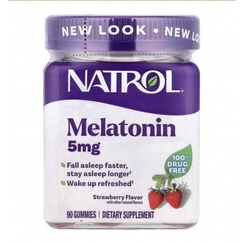 ميلاتونين للنوم بنكهة الفراولة من ناترول 5 ملجم، 90 علكة
