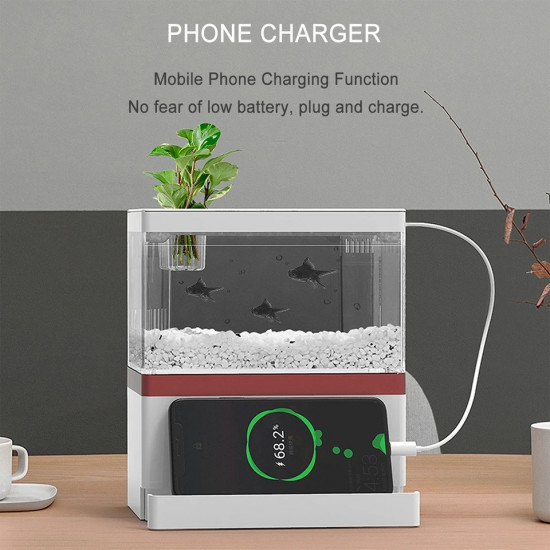 الحوض الكيوت كامل صغير مميز مع فلتر وإضاءة USB من شركة - Zaohetian aquarium size 1 الحوض الكيوت كامل صغير مميز مع فلتر وإضاءة USB من شركة - Zaohetian aquarium size 1